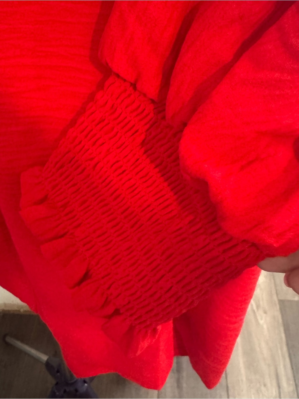 Zenana Outfitters Red V-Neck Buttonless Collared Blouse - Picture 2 of 2